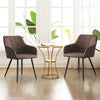 Set of 2 Brown Faux Leather Dining Chairs Armchair Kitchen Restaurant Modern