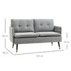 2-Seater Fabric Sofa Button Tufted Loveseat Couch Cushions for Living Room Grey