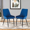 2 Pcs Velvet Dinning Chair High Back Metal Legs High Elastic Filing Comfortable