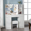 Large Dressing Table Vanity Table With Stool and Lighted Mirror Makeup Desk Set
