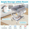 Foldable Waterproof Diaper Changing Station w/ Large Storage Rack-Grey