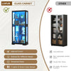 71" Display Cabinet with Glass Doors, Modern Curio Cabinet with 3 Color Lights