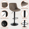 Ralex-chair Bar Stool Set of 2, Swivel Barstools with Back,PU Leather Brown