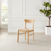 Bonnie Oak and Veneer Wooden Scandi Dining Chair with Rope Seat Set of 2 Klismos