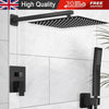 12" Concealed Shower Mixer Valve Tap Square Black Bathroom Twin Head Valve Qotof