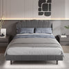 LED Upholstered Bed 5ft King Size Bed Platform Bed frame Wood slat support Grey