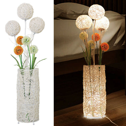 Modern Dimmable Floor Lamp Living Room Standing LED Rattan Light Tree Lantern De