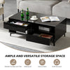 Black High Gloss Coffee Table with Four Storage Rectangular Living Room Modern