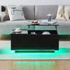 Lift up High Gloss Coffee Table LED Living Room Storage W/ Socket Outlet Black