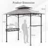 242x153CM Barbecue Canopy Grilling Shelter BBQ Grill Gazebo w/2 Side Shelves
