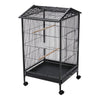 Mobile Metal Bird Cage Open Play Top Parrot Cage Budgie Cage with Perch Feeders