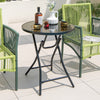 Outdoor Portable Metal Table Garden Patio Folding Round Table Bistro Table Black