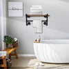 Rustic Wood Scaffold Board Floating Shelf Wall Mount Clothes Rail Hanger Display