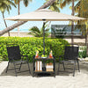 Outdoor Side Table 2-Tier Patio Metal End Table w/4CM Umbrella Hole-Natural