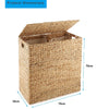 Water Hyacinth Double Laundry Hamper Washing Basket Bin With 2 Compartments Lid