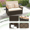 Outdoor Wicker Daybed Rattan Woven Loveseat Patio Sun Lounger w/ Storage Ottoman