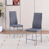 2x Grey Faux Leather Padded Seat Dining Chairs Footrest Bar Dining Room Kitchen