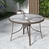 Large 105CM Glass Top Garden Dining Table Parasol Hole Bistro Outdoor Furniture