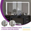 LED Vanity Table Glass Top with Large Mirror, 11 Drawers & Stool