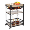 Industrial Vintage Bar Serving Cart Mobile Kitchen Wood Metal Serving Trolley UK