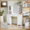 Dressing Table with LED Lights Mirror Glass Cabinet Drawers Vanity Makeup Desk