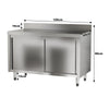 2 Tiers 4ft Stainless Steel Commercial Kitchen Cupboard w/Backslash&Sliding Door