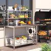Stainless Steel Table with 2 Layer Top Shelf, Food Prep Workbench for Outdoor