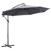 3m Garden Banana Parasol Cantilever Umbrella with Cross Base Grey