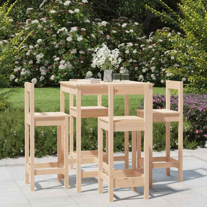 5 Piece Garden Bar Set Solid Wood Pine P7O0