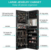 Wall/Door Mounted Jewelry Armoire Organizer Full-length Mirror Storage Cabinet