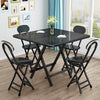 Foldable Table Chairs Set Bistro Dining Wood Workbench with X Shape Metal Legs