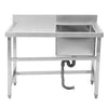 Stainless Steel Commercial Sink Single Bowl Basin Drainer Kitchen Catering Table