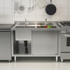 Stainless Steel Commercial Catering Table Work Bench Kitchen Double Sink Cabinet