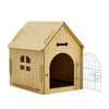 Weatherproof Puppy Dog House Kennel Indoor Pet Shelter with Iron Door 60x57x41cm