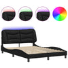 Bulliing Bed Frame with Black 120x200 Faux Leather,Double Bed W2T0