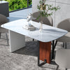 Sleek Marble Dining Table Thicken Pillar Stand Guesthouse Hotel Kitchen Table