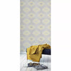 Grandeco Nuevo Faux Fabric Beads Trail Geo Textured Metallic Wallpaper