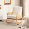 Upholstered Rocking Chair Bedroom Modern Single Accent Chair w/Rattan Armrests