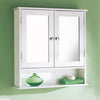 Bathroom Mirror Cabinet Wall Mounted Storage Unit MDF Wooden Shelves Vanity UK
