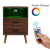 Bedside Table Cabinet 2 Drawers Accent Sofa Side LED Nightstand Storage Unit NEW