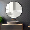 Dia.50cm Round Mirror Bathroom Bedroom Wall Hung Makeup Unit Black Metal Frame