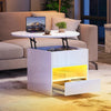 Round Lift Top Coffee Table with Storage Sofa Side Tables for Living Room White