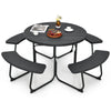 8 person Round Picnic Table Bench Set Outdoor Circular Picnic Table W/4 Benches
