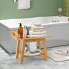 Bathroom Shower Bench 2-Tier Organizer Stool Bamboo Bathtub Seat w/Storage Shelf