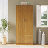 Modern 2 Door 2 Drawer Wardrobe with Shelf Hanging Rail Clothes Storage Cupboard