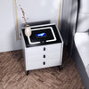 LED Bedside Table 3 Drawers Wireless Charging Side Cabinet White Nightstand Scdb