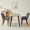 Set of 2 Velvet Dining Chairs Padded Seat Kitchen Chairs Metal Leg Blue Grey