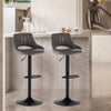 2x Faux Leather Bar Stools Grey Adjustable Gas Lift Swivel Kitchen Pub Chair