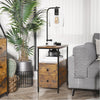 Industrial Bedside Side Table Bedroom Rustic Drawer Shelf Storage Tabletop Unit