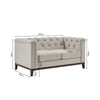 Dusk Chesterfield Stone Matte Velvet & Ash Wood Quilted 2 Seater Sofa RRP £479